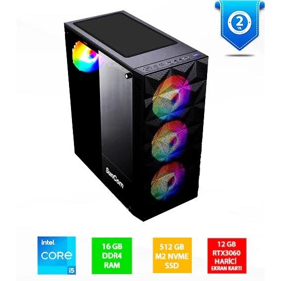 SUNCOM SG1-131 CORE i5 11400F-16GB RAM-512GB SSD-12GB RTX3060-FDOS GAMING PC