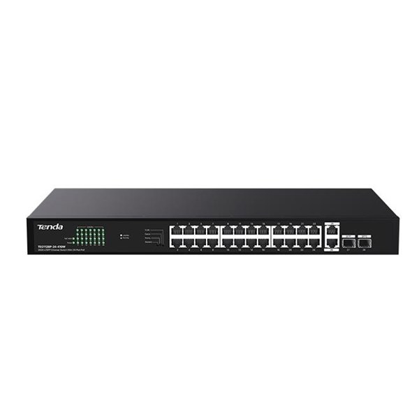 TENDA 24port TEG1128P-24-410W GIGABIT 2-SFP 410W TAM POE YÖNETİLEMEZ SWITCH