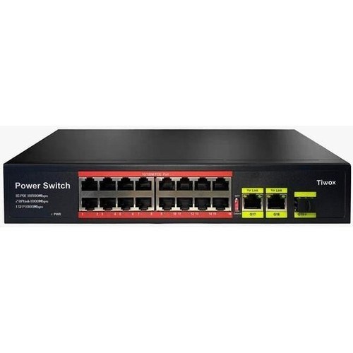 TIWOX 16port TP-1621SFP-POE200W 10/100 1-SFP 2-UPLINK 200W POE YÖNETİLEMEZ SWITCH