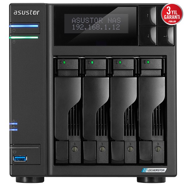 ASUSTOR LOCKERSTOR 4 Gen2 AS6704T-16GB CELERON N5105-16GB RAM-4diskli Nas Server (Disksiz)