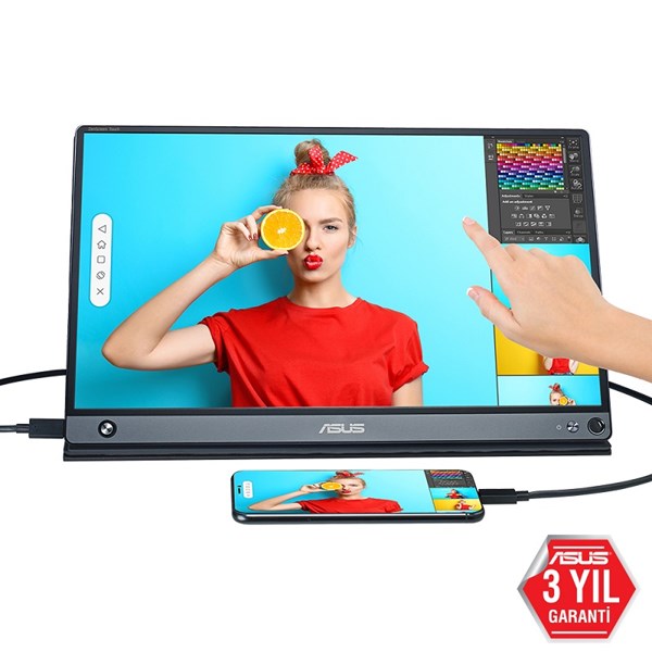 ASUS 15.6" IPS MB16AMT 10MS 60Hz mHDMI-TYPE-C Dokunmatik Monitör (1920 X 1080)