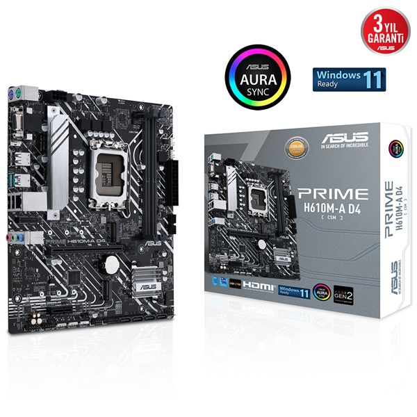 ASUS PRIME H610M-A D4-CSM DDR4 HDMI DP PCIe 16X v4.0 1700p mATX