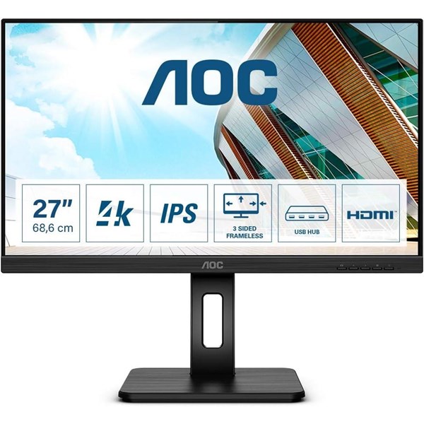  AOC 27" IPS U27P2CA 4MS 60HZ HDMI-DP USB-C PIVOT KURUMSAL MONİTÖR 3840X2160