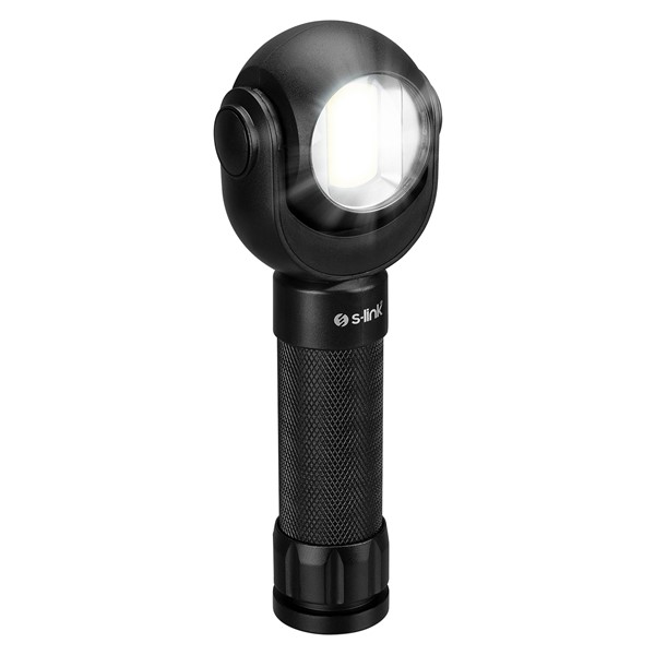 S-link SL-F860 3W Cob+3W Led 3x AAA Pil Dönebilen Çift Başlıklı Manyetik Tutuculu El Feneri