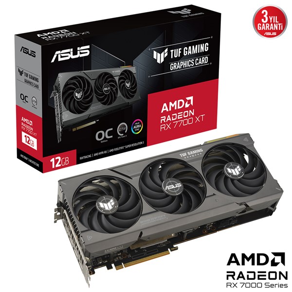 ASUS 12GB TUF RX7700XT-O12G GAMING GDDR6 192bit HDMI DP PCIe 16X v4.0	