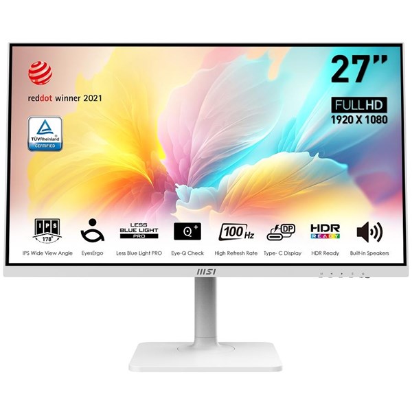 MSI 27" IPS MODERN MD2712PW 1MS 100HZ HDMI PIVOT EV OFİS MONİTÖRÜ 1920X1080 BEYAZ