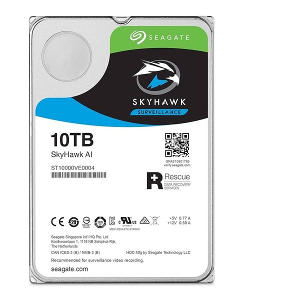 SEAGATE 3.5" 10TB SKYHAWK ST10000VE000 7200 RPM 256MB SATA-3 Güvenlik Diski 
