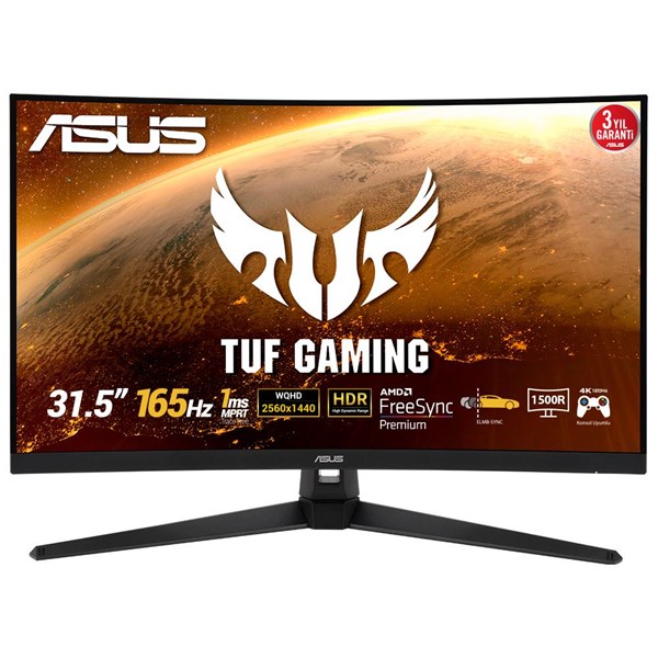 ASUS 31.5" VA TUF GAMING VG32VQ1BR 1MS 165Hz HDMI-DP Kavisli Gaming Monitör (2560 X 1440) Outlet (Kutu Açık)