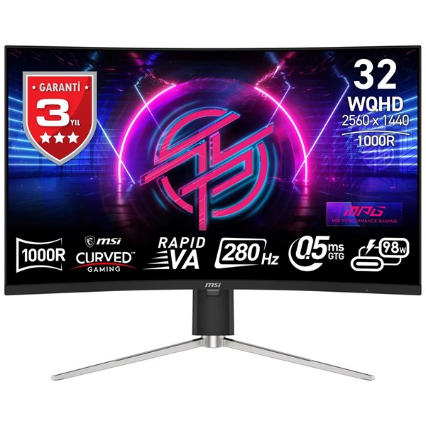MSI 31.5" MPG 325CQRXF 0.5MS 280HZ HDMI-DP KAVISLI GAMING MONİTÖR 2560X1440