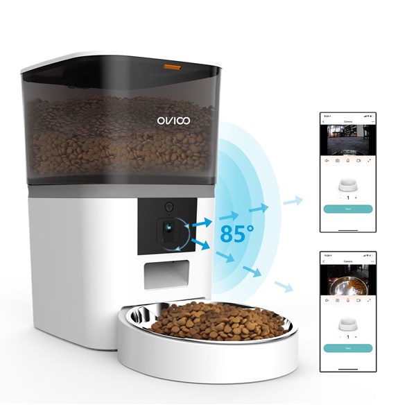 OVIOO QQ005 6 Litre Kameralı ve Uzaktan Wifi Bağlantılı Paslanmaz Kaseli Kedi ve Köpek Besleyici
