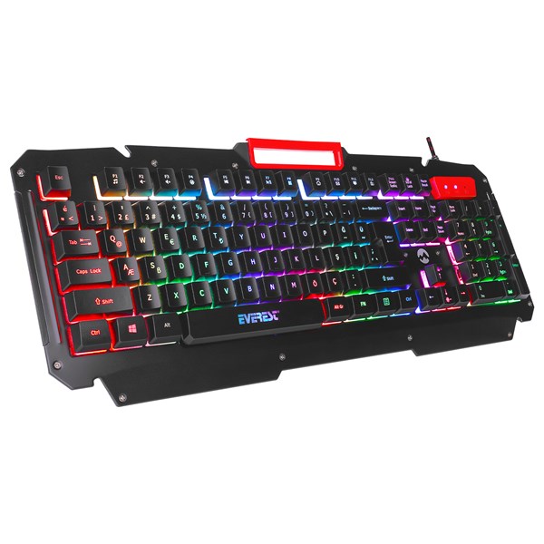 EVEREST KB-R800 METAFOR USB Gökkuşağı Aydınlatmalı Q Metal Yüzey Gaming Oyuncu Klavyesi
