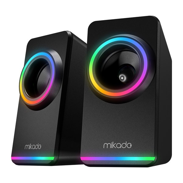 MIKADO MD-182 2.0 3W*2 Siyah RGB Aydınlatmalı USB + 3.5mm USB 5V Speaker Hoparlör