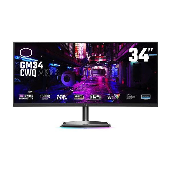 COOLERMASTER 34" VA GM34-CWQ 0.5MS 144HZ HDMI-DP USBC KAVISLI GAMING MONİTÖR 3440X1440