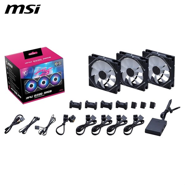MSI MPG EZ120 ARGB-B KASA FANI+KONTROL ÜNİTESİ 3-lü paket